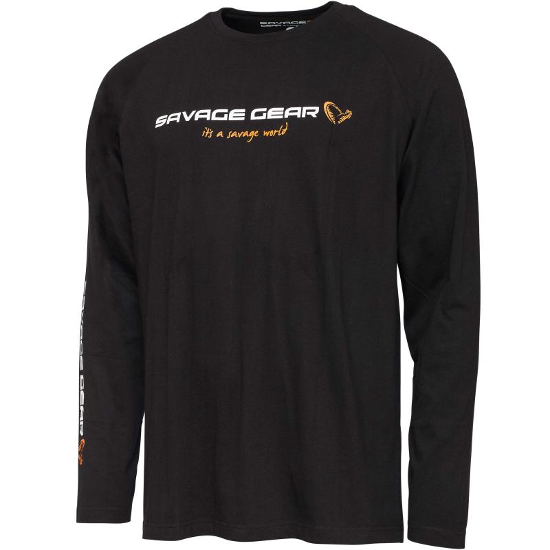 Savage Gear Signature Logo Long Sleeve T-Shirt M Black Caviar
